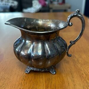 Old English Melon by Community Plate Vintage Silver Creamer with Ornate Handle.